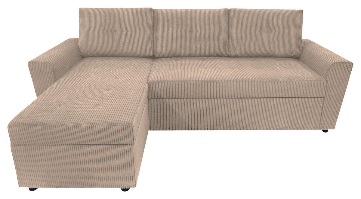 ECKSOFA TERMOLI in Cord Taupe  155/231 cm  - Taupe/Schwarz, Design, Kunststoff/Textil (155/231cm) - MID.YOU