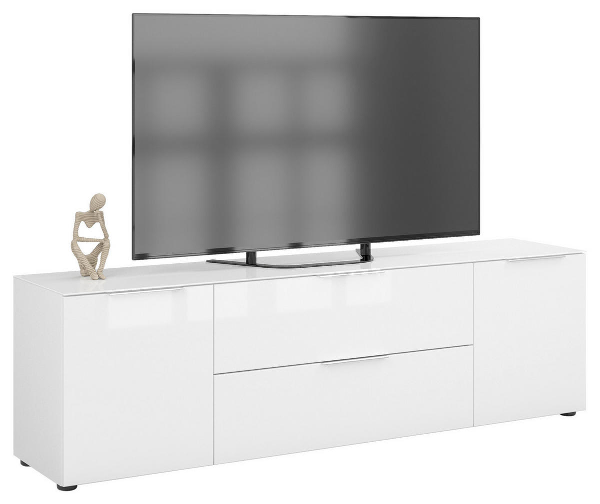 LOWBOARD Style  in 180/53,9/40 cm  - Chromfarben/Weiß Hochglanz, Basics, Glas/Holzwerkstoff (180/53,9/40cm)
