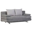 SCHLAFSOFA in Webstoff Grau, Hellgrau  - Chromfarben/Hellgrau, Design, Kunststoff/Textil (196/74/90cm) - Carryhome