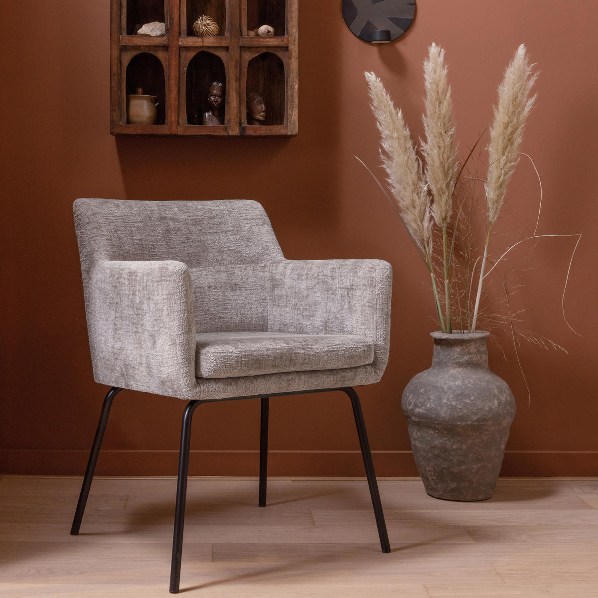 ARMLEHNSTUHL-SET 2 Stück  in Samt  - Schwarz/Weiß, MODERN, Textil/Metall (59/78/56cm) - Livetastic