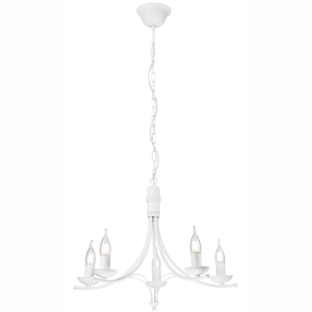 KRONLEUCHTER Lucy 58/100 cm   - Weiß Hochglanz, KONVENTIONELL, Metall (58/100cm)