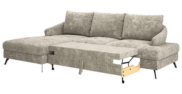 ECKSOFA in Webstoff Hellbraun  - Hellbraun/Schwarz, KONVENTIONELL, Textil/Metall (183/293cm) - Carryhome