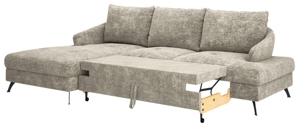 ECKSOFA in Webstoff Hellbraun  - Hellbraun/Schwarz, KONVENTIONELL, Textil/Metall (183/293cm) - Carryhome