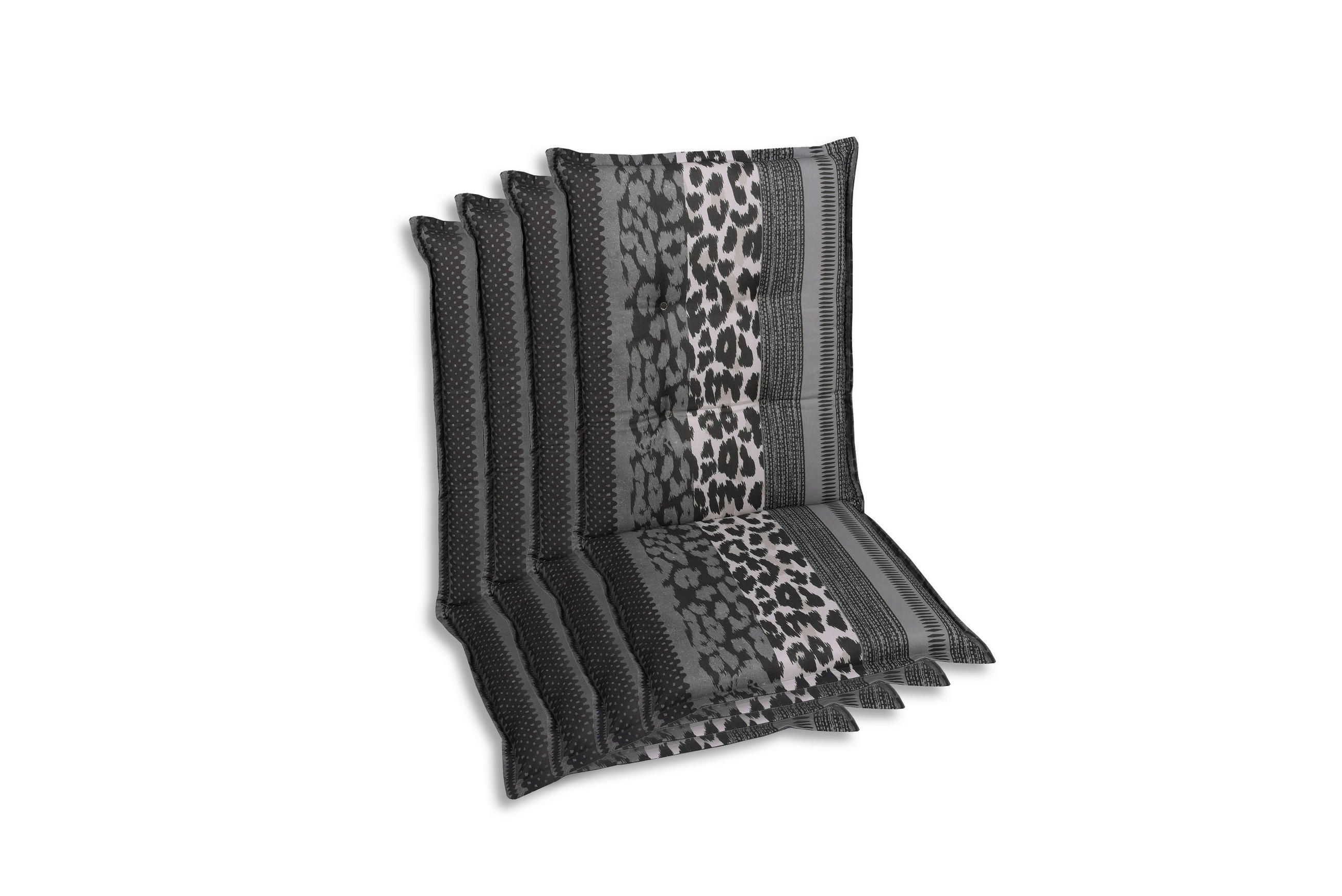 SESSELAUFLAGENSET in Anthrazit Animalprint  - Anthrazit, Basics, Textil (50/7/110cm)