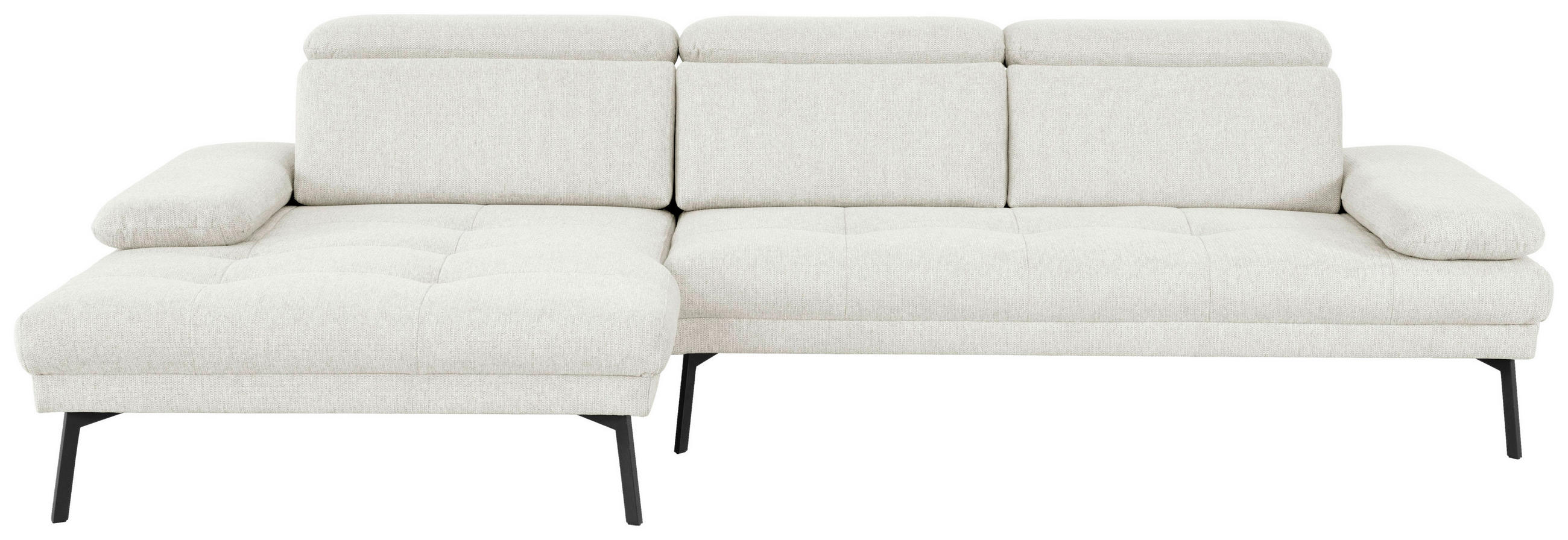 ECKSOFA More_LZ in Webstoff Creme  188/296 cm  - Creme/Schwarz, Design, Textil/Metall (188/296cm) - Xora