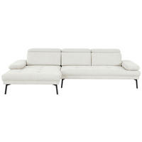 ECKSOFA More_LZ in Webstoff Creme  188/296 cm  - Creme/Schwarz, Design, Textil/Metall (188/296cm) - Xora