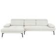 ECKSOFA Ottomane links, Eckteil  More_LZ Creme Webstoff  - Creme/Schwarz, Design, Textil/Metall (188/296cm) - Xora