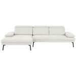 ECKSOFA Ottomane links, Eckteil  More_LZ Creme Webstoff  - Creme/Schwarz, Design, Textil/Metall (188/296cm) - Xora