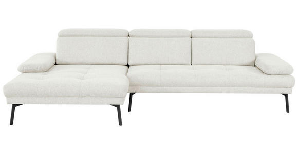 ECKSOFA Ottomane links, Eckteil  More_LZ Creme Webstoff  - Creme/Schwarz, Design, Textil/Metall (188/296cm) - Xora