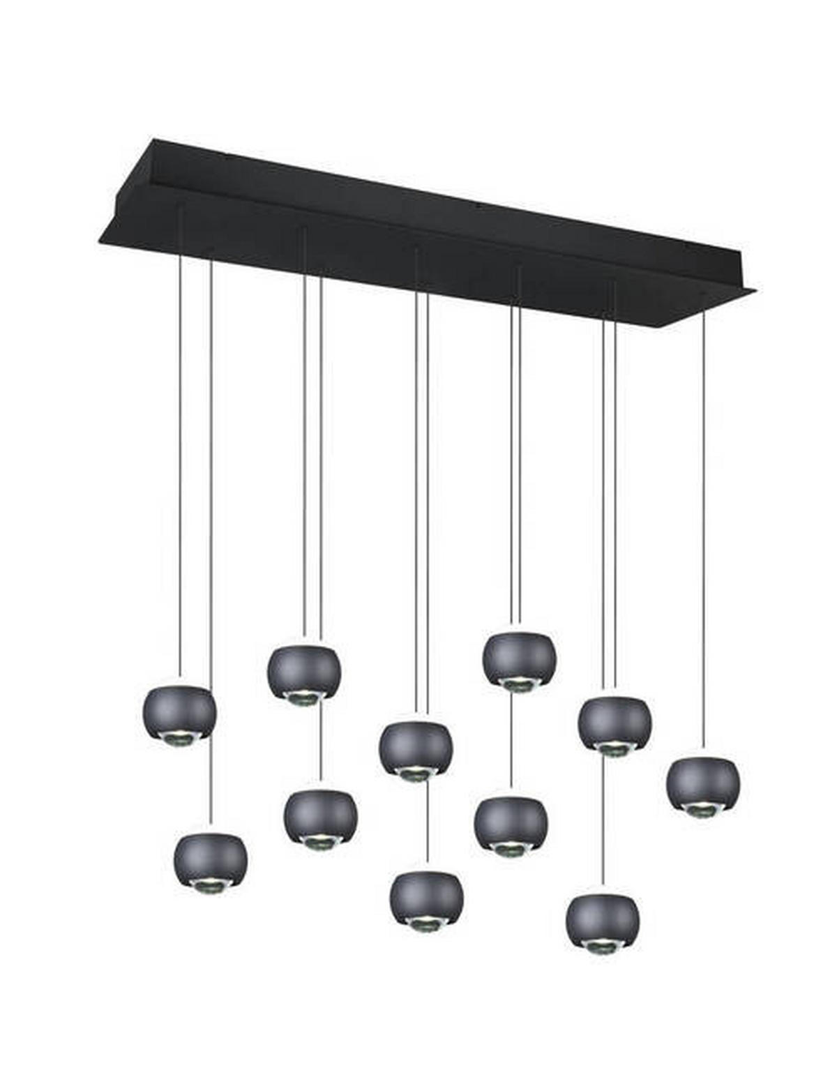 LED-HÄNGELEUCHTE Musterring 114/30/200 cm   - Transparent/Schwarz, Design, Kunststoff/Metall (114/30/200cm) - Musterring