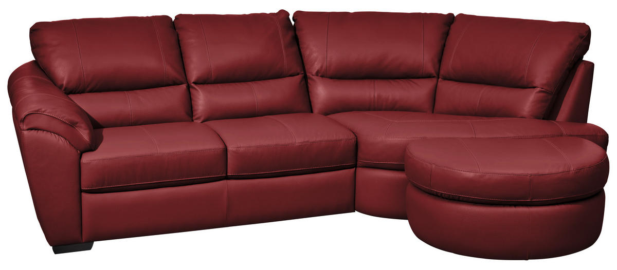 ECKSOFA  in Kombination Echtleder/Lederlook Rot  273/194 cm  - Rot, KONVENTIONELL, Leder (273/194cm) - Livetastic