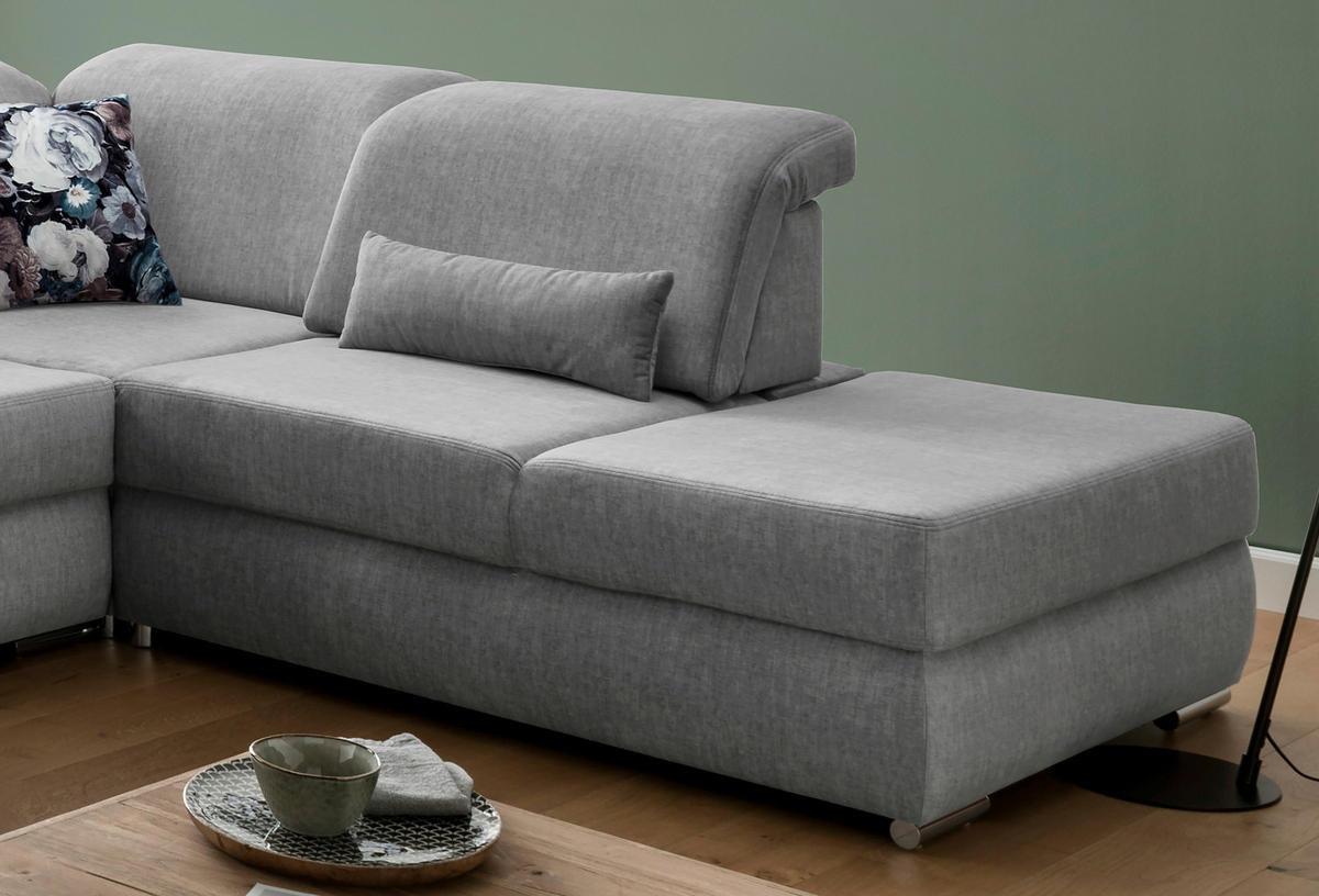 WOHNLANDSCHAFT Silberfarben Velours  - Chromfarben/Silberfarben, MODERN, Holz/Textil (186/375/250cm) - Livetastic