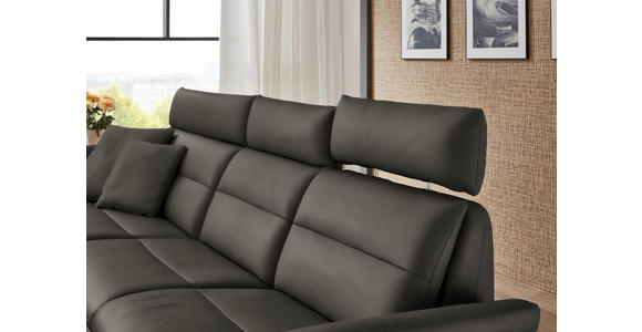 ECKSOFA in Echtleder Dunkelgrau  169/298 cm  - Dunkelgrau/Schwarz, Design, Leder/Metall (169/298cm) - Dieter Knoll