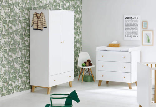 BABYKLEIDERSCHRANK PINOLINO PAN Weiß, Eichefarben  - Eichefarben/Weiß, Design, Holz (100/185/56cm) - Pinolino