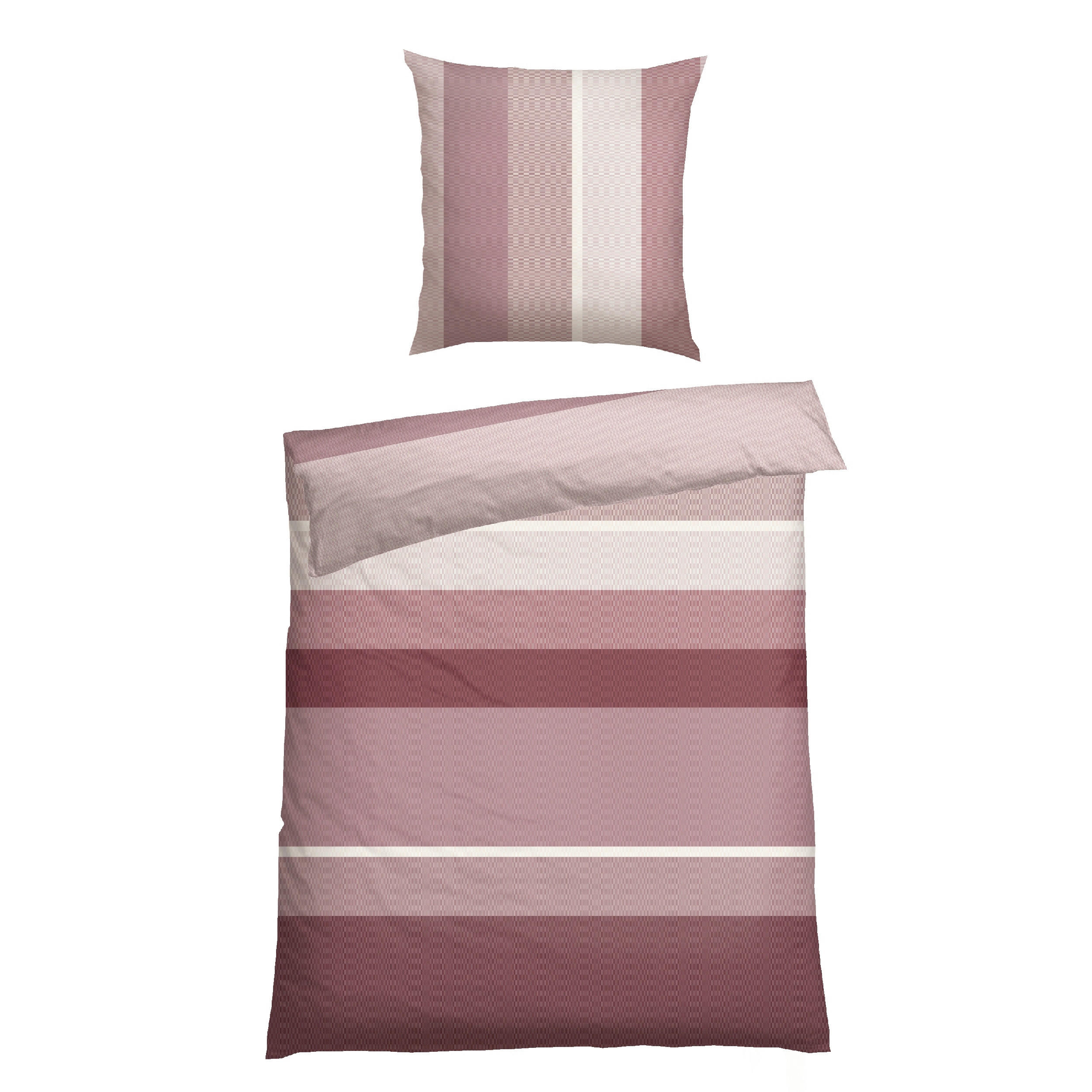 BETTWÄSCHE 2-teilig ENDY STRIPES Renforcé 135/200 cm  - Beere, Basics, Textil (135/200cm)