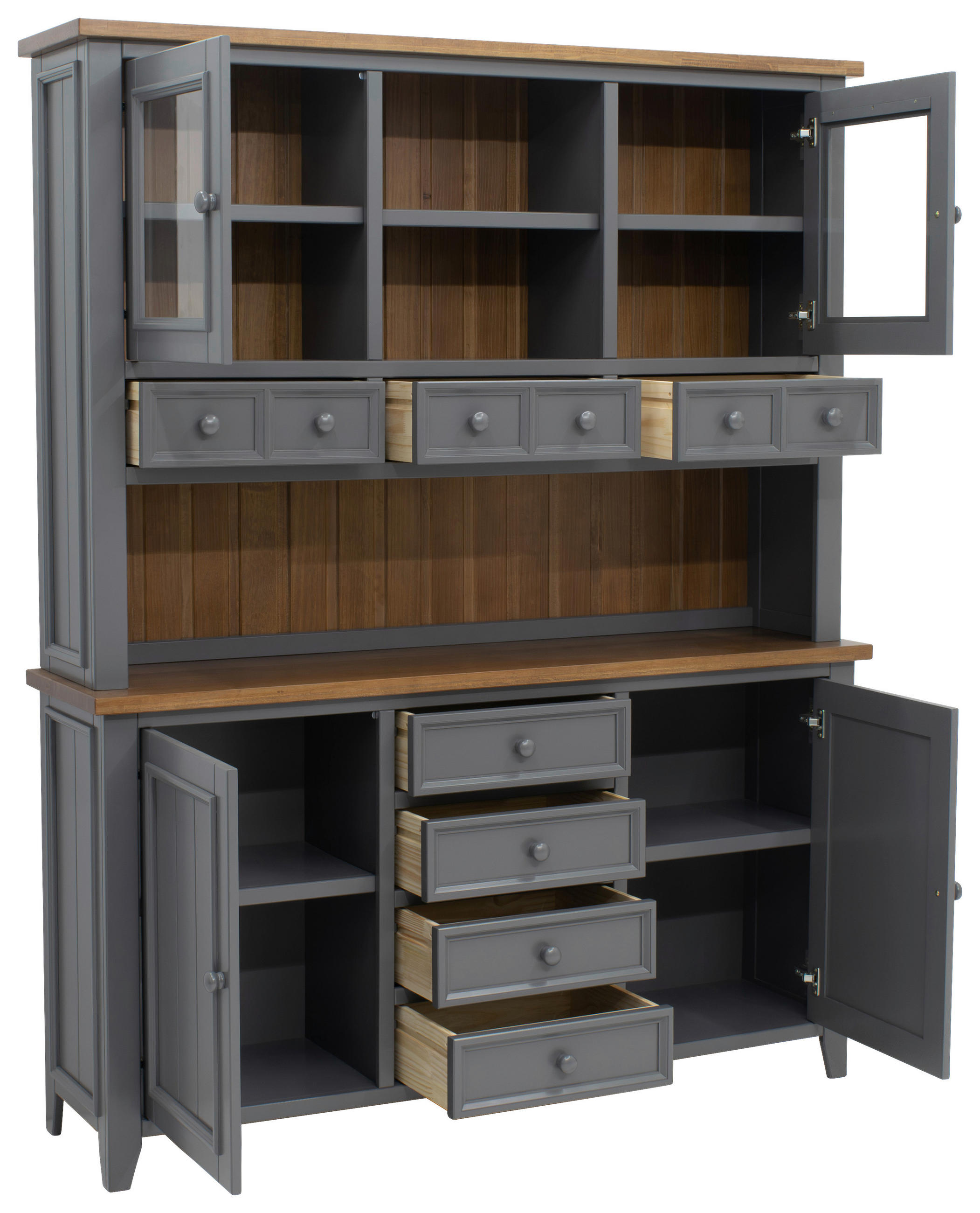 BUFFET 159/200/40 cm  in Anthrazit, Eiche dunkel  - Eiche dunkel/Anthrazit, MODERN, Glas/Holz (159/200/40cm) - MID.YOU