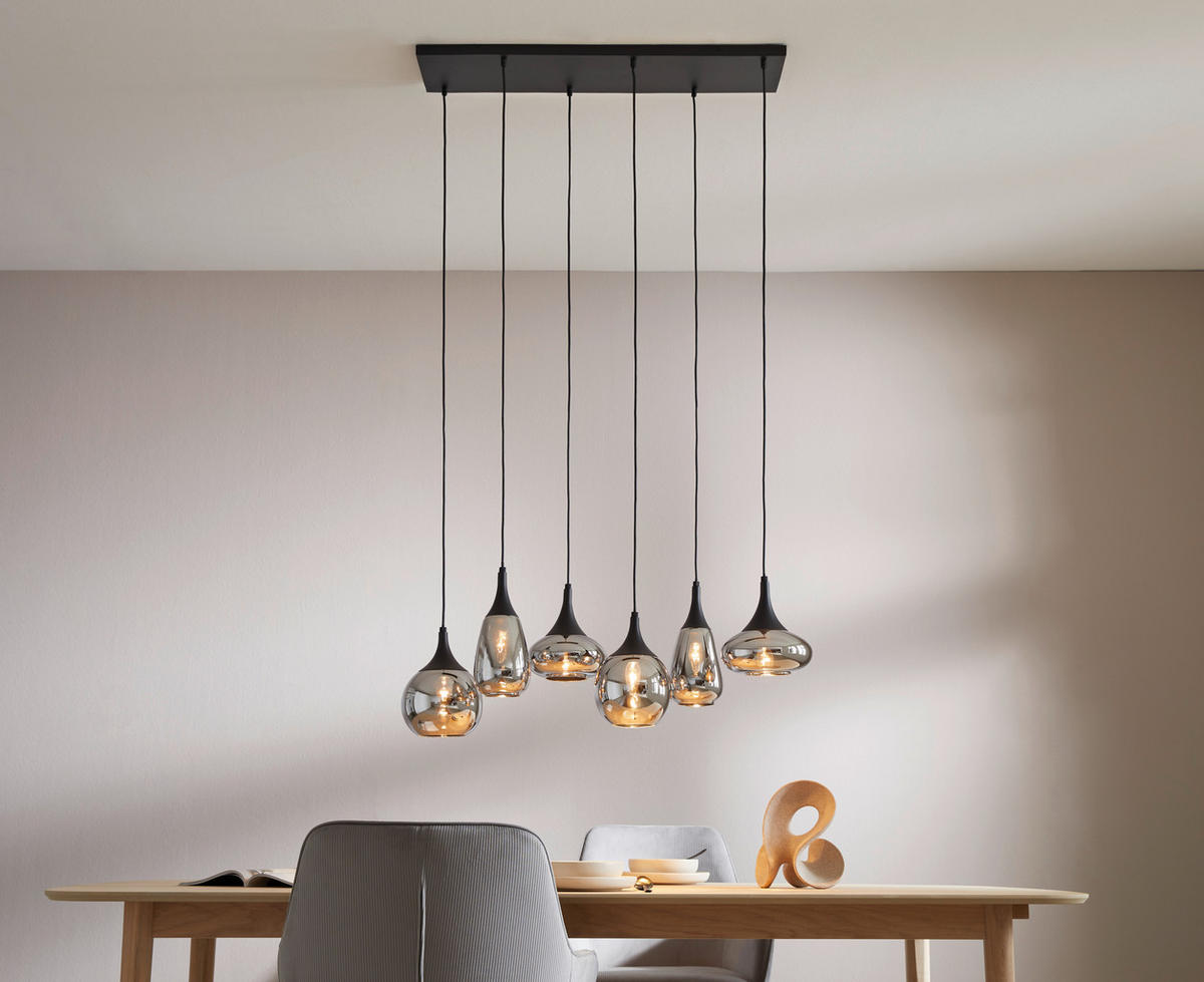 ZÁVĚSNÉ SVÍTIDLO, 93,8/34,5/150 cm  - černá/barvy chromu, Design, kov/sklo (93,8/34,5/150cm) - Trio Leuchten