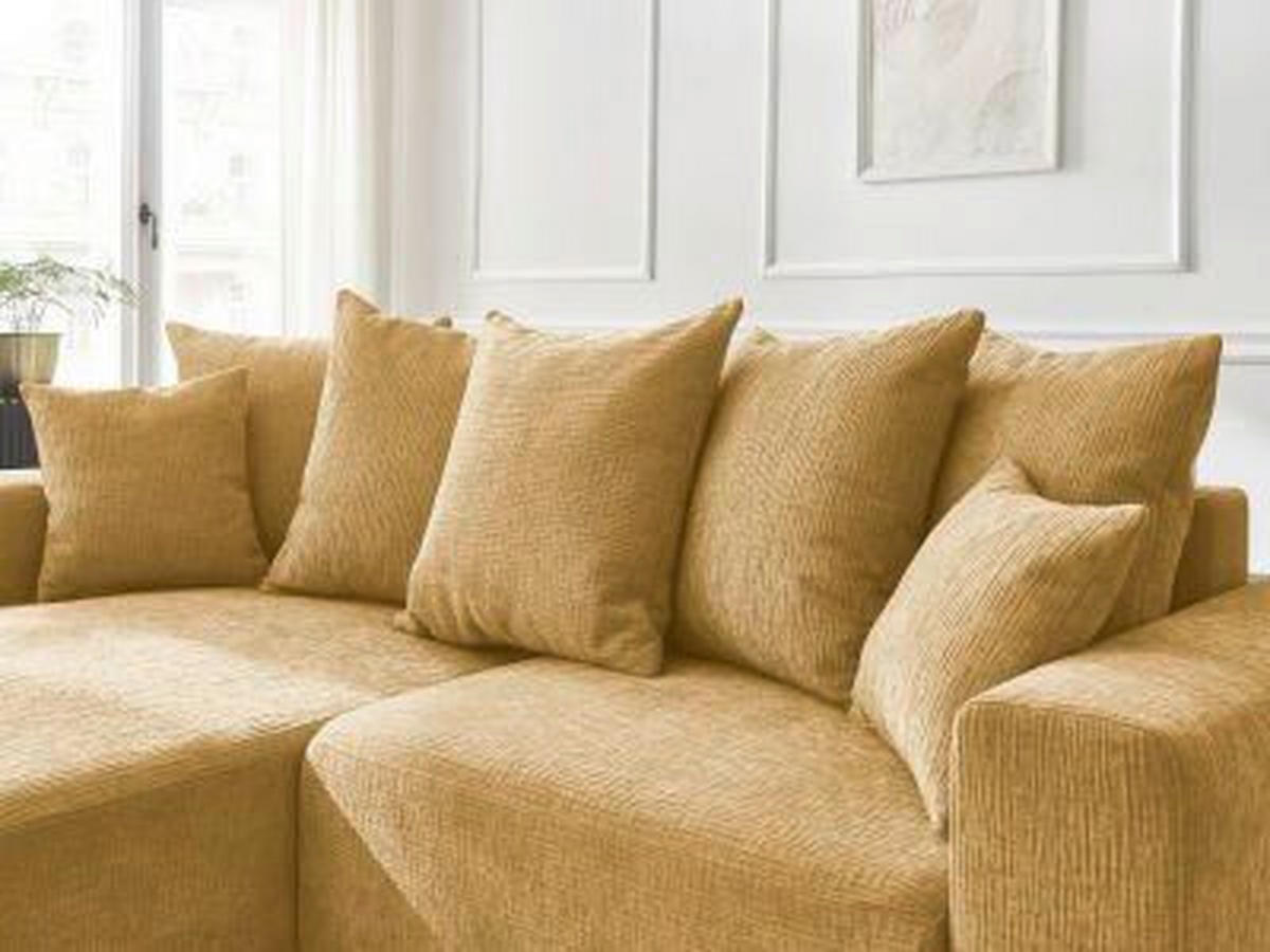 ECKSOFA Ottomane links  ATILLA Gelb Struktur  - Gelb/Schwarz, MODERN, Kunststoff/Textil (149/244cm)