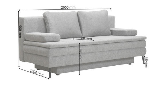 SCHLAFSOFA in Webstoff Dunkelgrau  - Dunkelgrau/Schwarz, Design, Kunststoff/Textil (200/90/100cm) - Venda