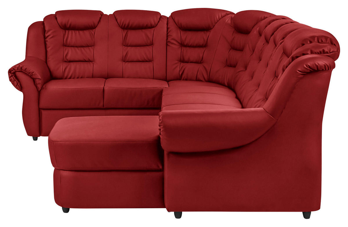 WOHNLANDSCHAFT in Lederlook Rot  - Rot/Schwarz, Konventionell, Kunststoff/Textil (216/333/165cm) - Livetastic