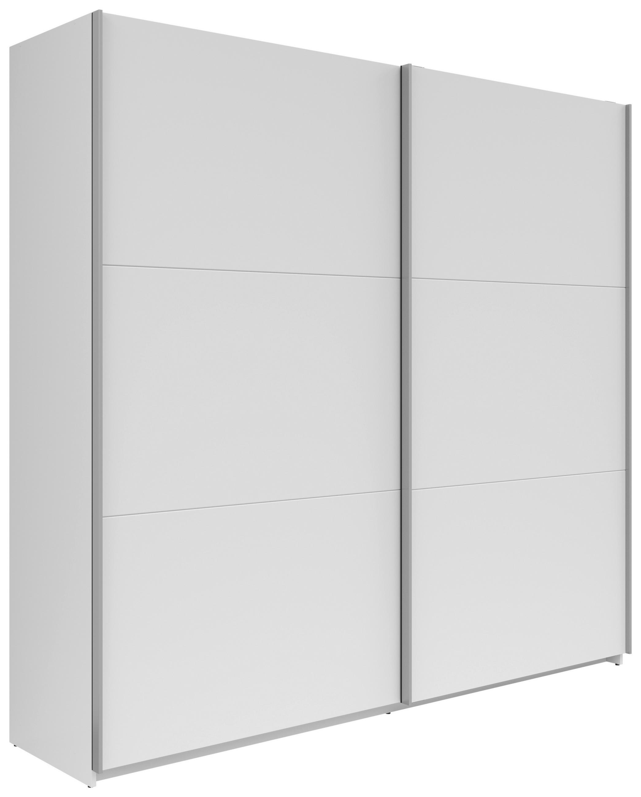 SCHWEBETÜRENSCHRANK 218/210/59 cm 2-türig Weiß  - Silberfarben/Weiß, KONVENTIONELL, Holzwerkstoff/Metall (218/210/59cm)