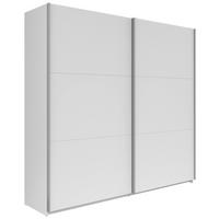 SCHWEBETÜRENSCHRANK 218/210/59 cm 2-türig Weiß  - Silberfarben/Weiß, KONVENTIONELL, Holzwerkstoff/Metall (218/210/59cm)