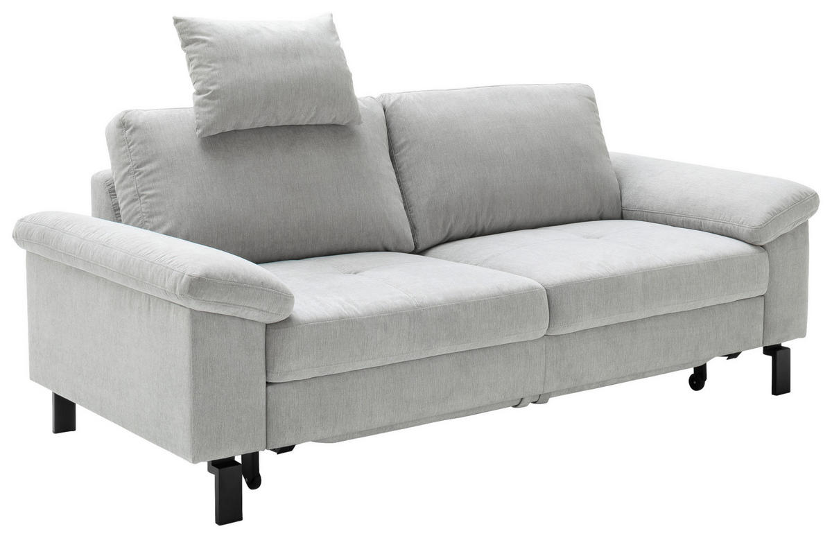 2,5-SITZER in Velours Silberfarben  - Silberfarben/Schwarz, Design, Textil/Metall (206/86/97cm) - Pure Home Lifestyle