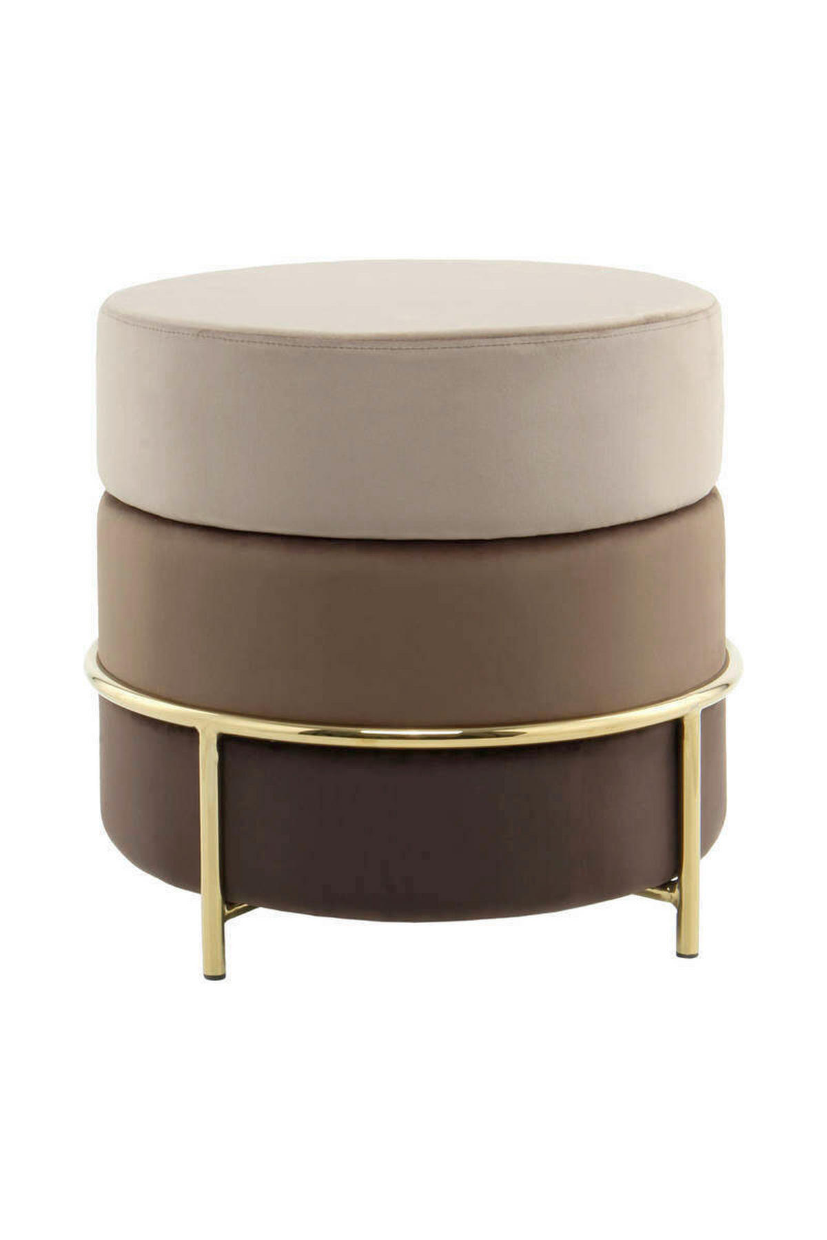 HOCKER in Metall, Textil, Holzwerkstoff Braun, Goldfarben  - Goldfarben/Braun, Basics, Holzwerkstoff/Textil (48,5/46/48,5cm) - Kayoom