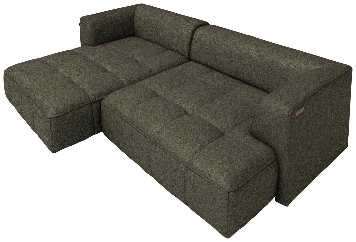 ECKSOFA Webstoff Olivgrün  - Schwarz/Olivgrün, Design, Kunststoff/Textil (188/288cm) - Welnova