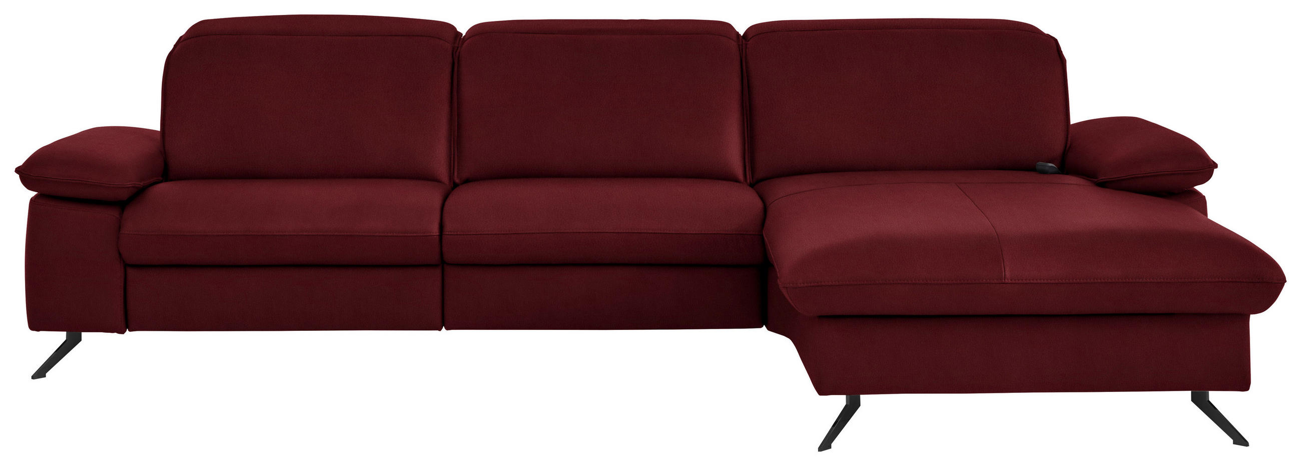 ECKSOFA  Echtleder Bordeaux  - Bordeaux/Schwarz, Design, Leder/Metall (307/169cm) - Beldomo Premium
