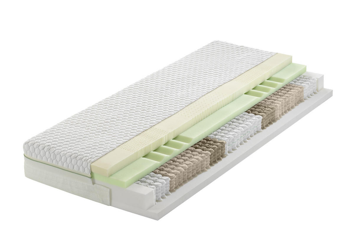 GEL-TASCHENFEDERKERNMATRATZE 200/200 cm Höhe ca. 24 cm 7 -Zonen - Weiß, Basics, Textil (200/200cm) - Dieter Knoll