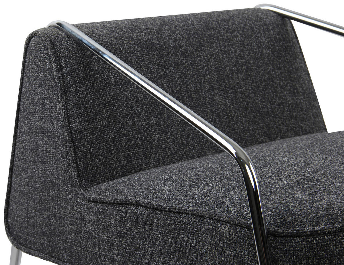 DESIGNSESSEL in Webstoff Dunkelgrau  - Chromfarben/Dunkelgrau, MODERN, Textil/Metall (62/85/65cm) - Livetastic