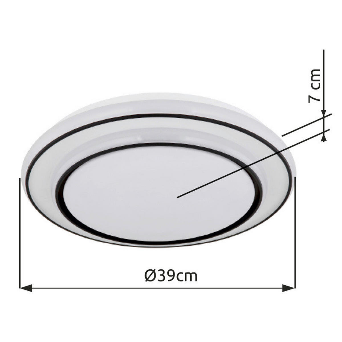 STROPNÍ LED SVÍTIDLO, 39/7 cm  - bílá/černá, Konvenční, kov/plast (39/7cm) - Globo