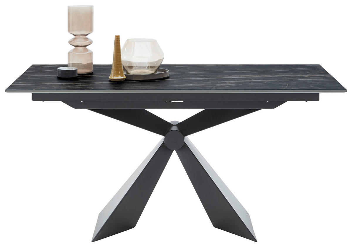 ESSTISCH in Metall, Keramik 160/90/75 cm  - Schwarz, Design, Keramik/Metall (160/90/75cm) - Dieter Knoll