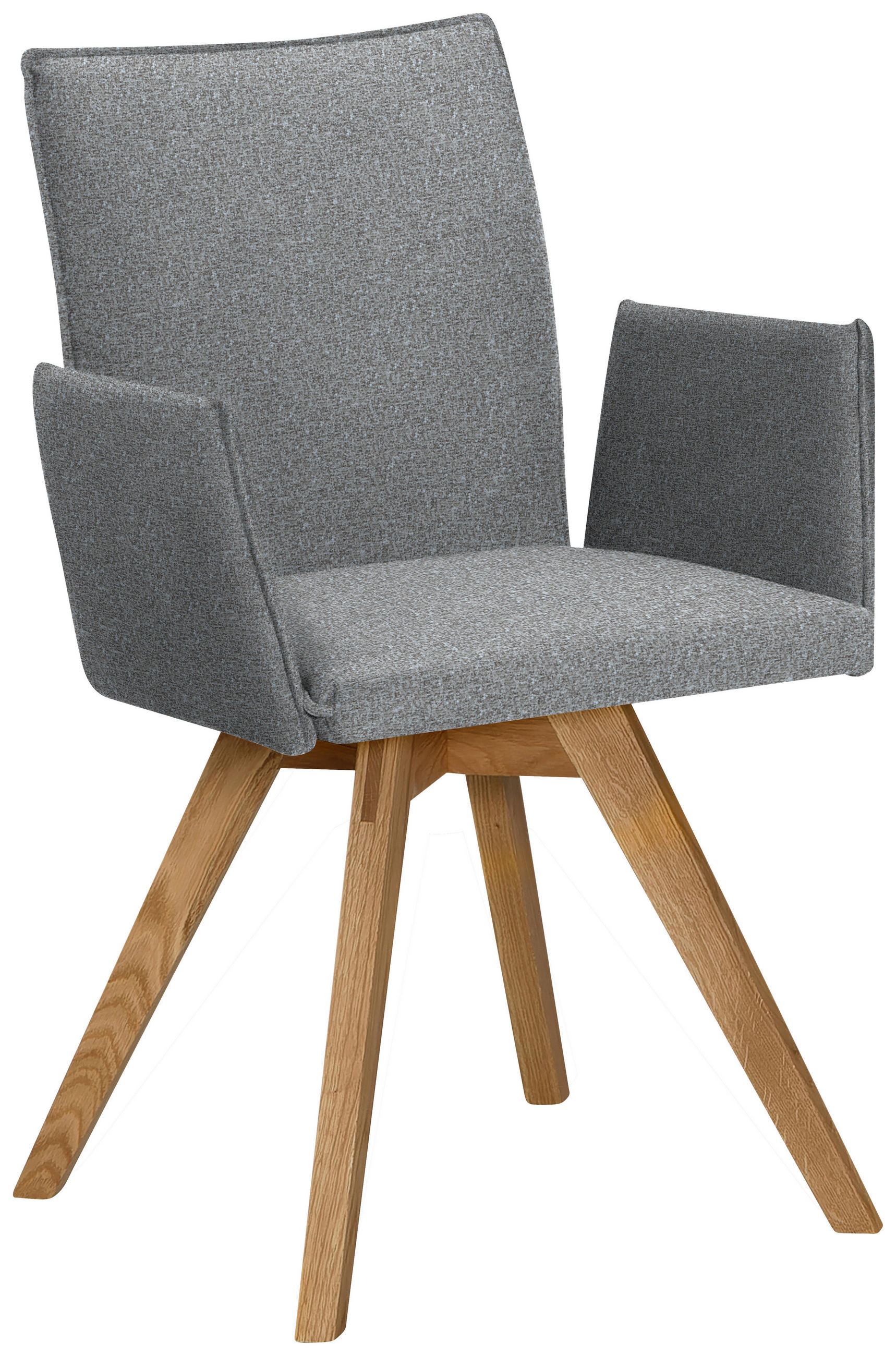 ARMLEHNSTUHL in Samt - Eichefarben/Hellgrau, KONVENTIONELL, Holz/Textil (60/91/61cm) - Moderano