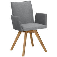 ARMLEHNSTUHL  in Samt  - Eichefarben/Hellgrau, Konventionell, Holz/Textil (60/91/61cm) - Moderano
