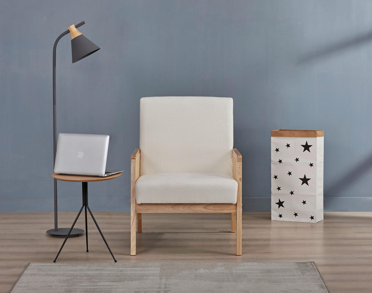 RATTANSESSEL Weiß  - Naturfarben/Weiß, Trend, Holz/Kunststoff (68/85/77,5cm) - Livetastic