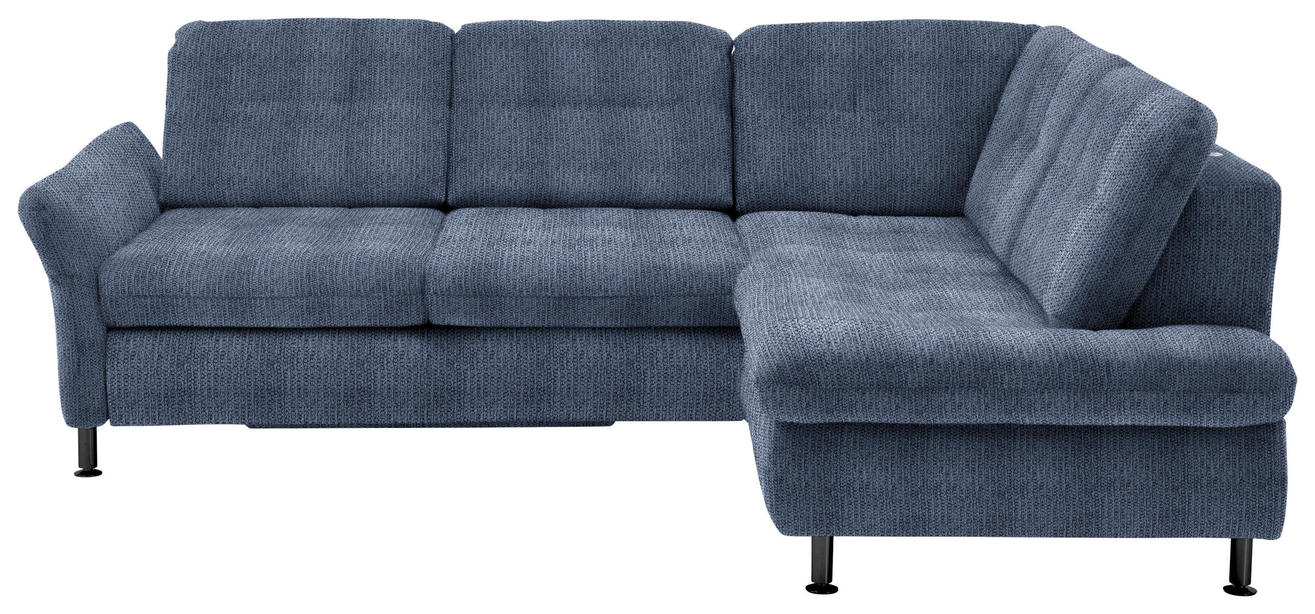 ECKSOFA in Webstoff Blau  - Chromfarben/Blau, Konventionell, Textil/Metall (242/210cm) - Beldomo Style