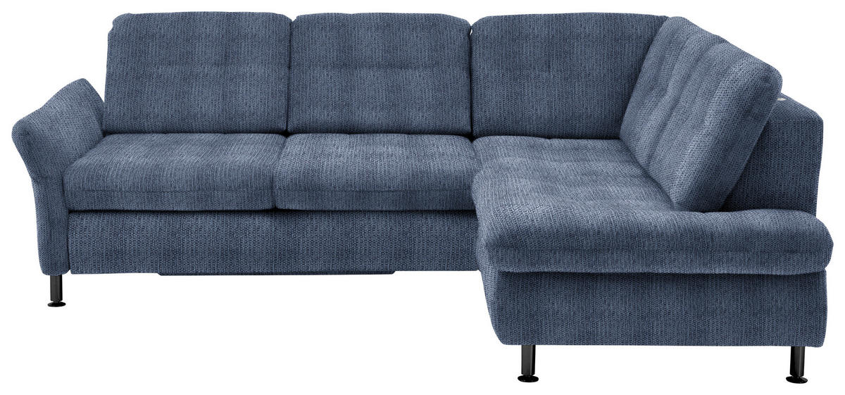 ECKSOFA in Webstoff Blau  - Chromfarben/Blau, Konventionell, Textil/Metall (242/210cm) - Beldomo Style