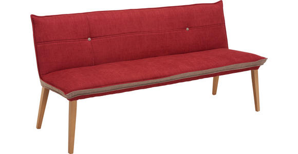 SITZBANK 179/80/60 cm  in Grau, Rot, Eichefarben  - Eichefarben/Rot, KONVENTIONELL, Holz/Textil (179/80/60cm) - Voleo