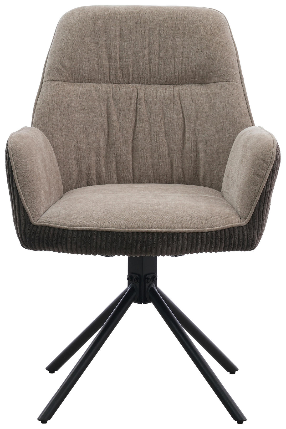 ARMLEHNSTUHL  Sitzfläche 180° drehbar Mikrofaser  Schwarz, Dunkelbraun, Beige  - Dunkelbraun/Beige, MODERN, Textil/Metall (60/89/65cm) - Livetastic