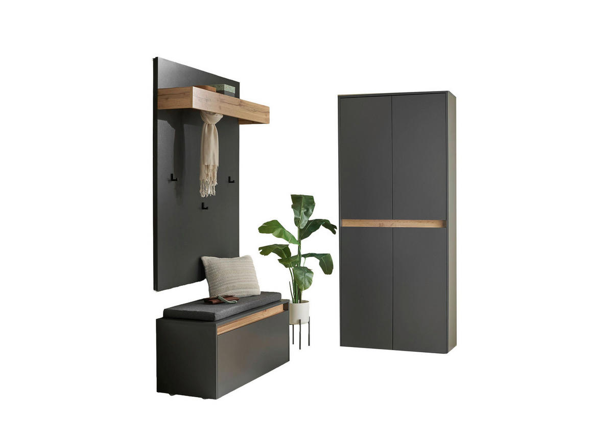 GARDEROBE 4-teilig  in 185/200/40 cm  - Anthrazit/Eiche Wotan, Design, Holzwerkstoff/Textil (185/200/40cm) - Modante