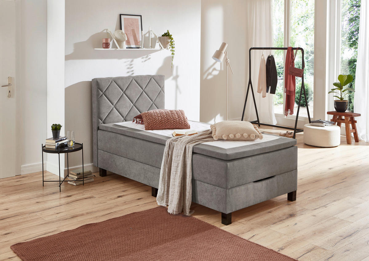BOXSPRINGBETT 100/200 cm  in Grau  - Schwarz/Grau, KONVENTIONELL, Kunststoff/Textil (100/200cm) - Boxxx