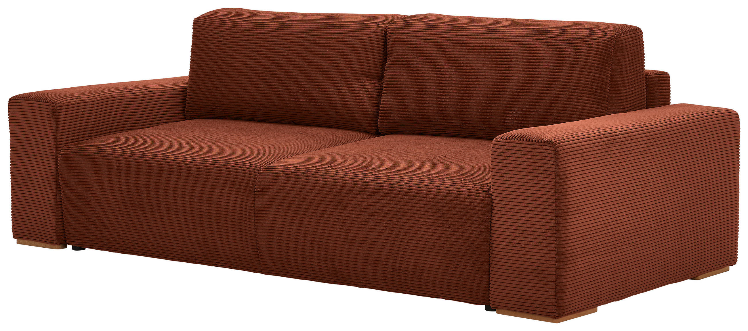 SCHLAFSOFA  in Cord Kupferfarben  - Buchefarben/Schwarz, KONVENTIONELL, Holz/Kunststoff (255/86/123cm) - Livetastic