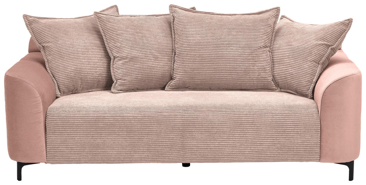 2,5-SITZER  in Cord, Velours Rosa  - Schwarz/Rosa, KONVENTIONELL, Textil/Metall (200/84/99cm) - Carryhome