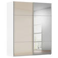 SCHWEBETÜRENSCHRANK 201/223/68 cm 2-türig Weiß, Champagner  - Champagner/Alufarben, KONVENTIONELL, Glas/Holzwerkstoff (201/223/68cm) - Novel
