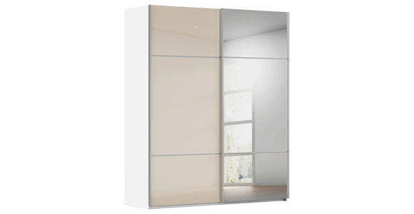 SCHWEBETÜRENSCHRANK 201/223/68 cm 2-türig Weiß, Champagner - Champagner/Alufarben, KONVENTIONELL, Glas/Holzwerkstoff (201/223/68cm) - Novel