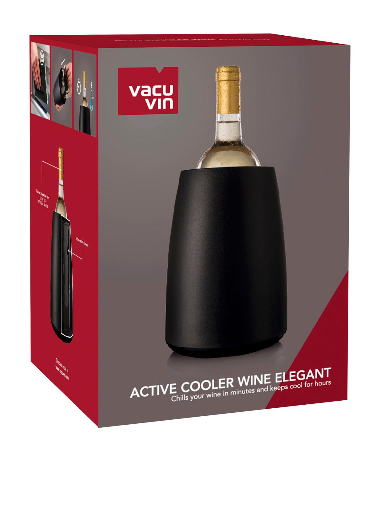 POSUDA ZA HLAĐENJE VINA    - crna, Basics, plastika (15.3/15.3/21cm) - Vacu Vin