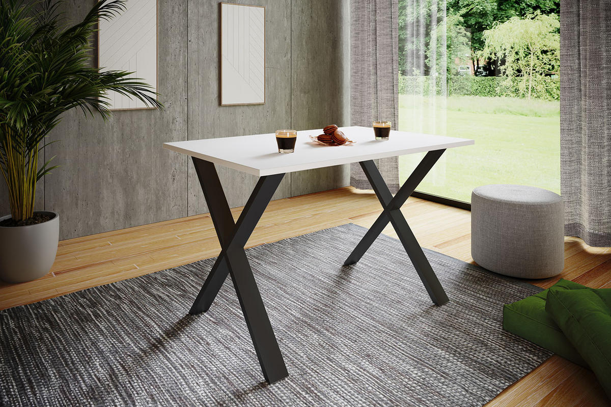 ESSTISCH in Holzwerkstoff   - Schwarz/Weiß, Basics, Holzwerkstoff/Metall (140/50/76cm) - MID.YOU
