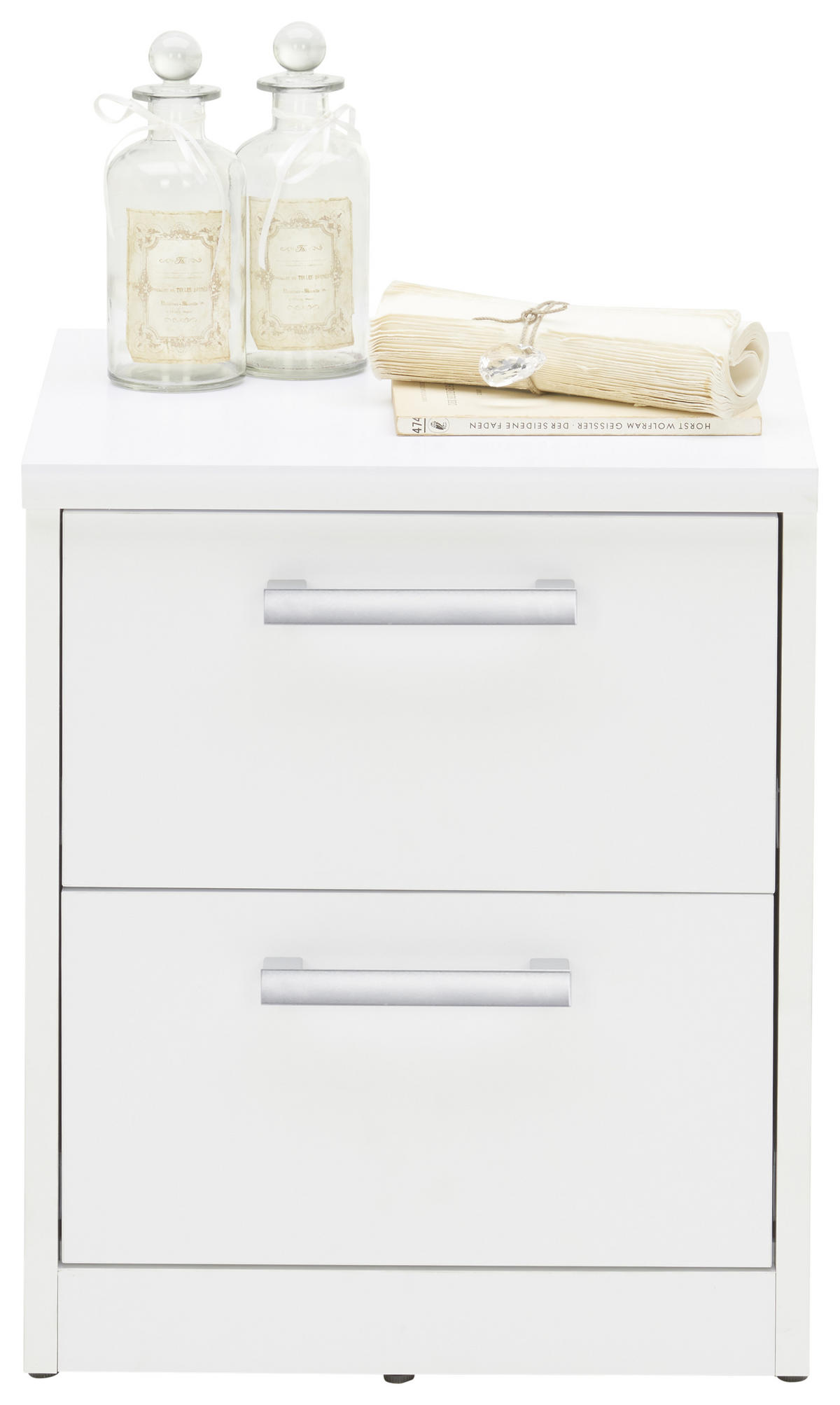 ÉJJELISZEKRÉNY fehér  - fekete/ezüstszínű, Konventionell, műanyag/faalapú anyag (38/46/36cm) - Xora